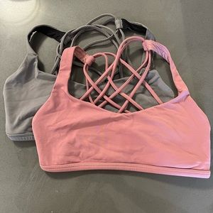 Lululemon Free To Be Wild Sports Bras 2 Pack Bundle Size 6 Pink Gray